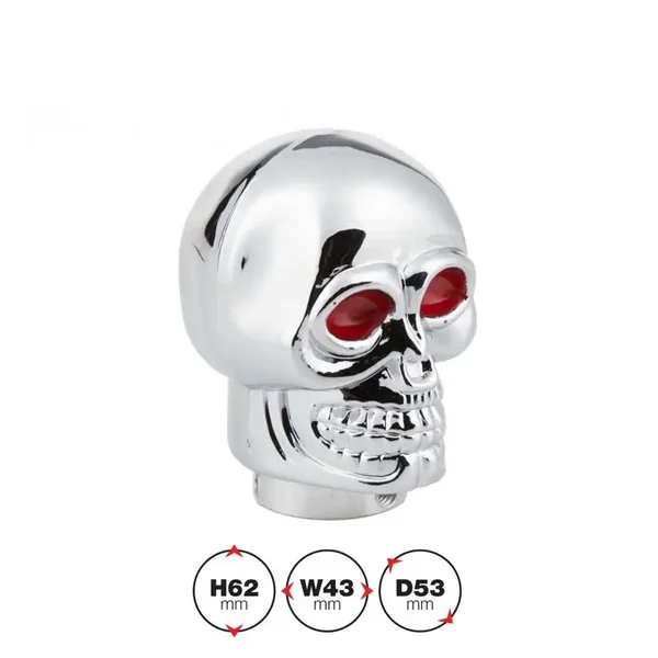 Simoni Racing Pookknop Skeletor - Chroom + Rode Ogen