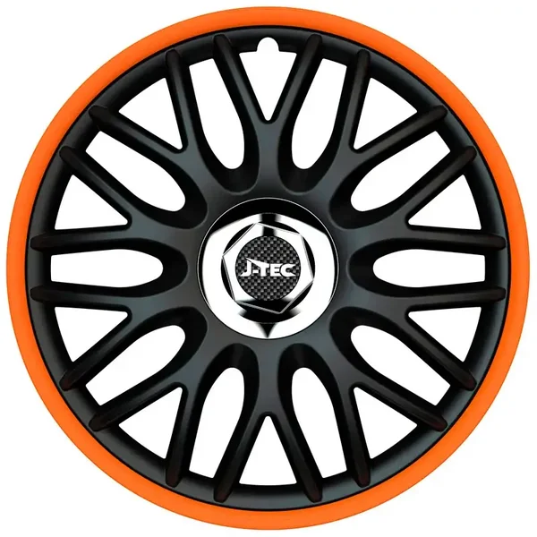 4-Delige J-Tec Wieldoppenset Orden R zwart/oranje + chroom ring