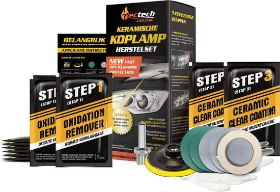 Tectech keramische doffe koplamp herstelset Koplampen Polijst Set - Complete Set Koplampen Reparatieset - Koplampen Opknappen - Koplampen Herstellen
