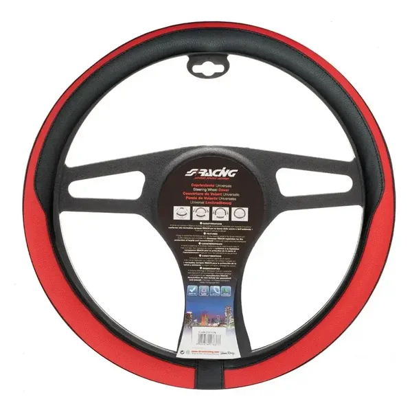 Simoni Racing Stuurwielhoes Tidy - Zwart/Rood Eco-Leder - 37-39cm