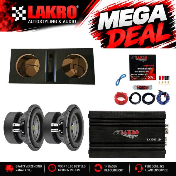 8 inch Pack 12 - LAKRO - subwooferpakket - 1000 watt RMS