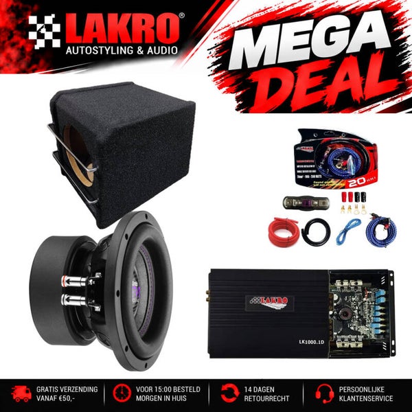 8 inch Pack 14 - LAKRO - subwooferpakket - 750 watt RMS