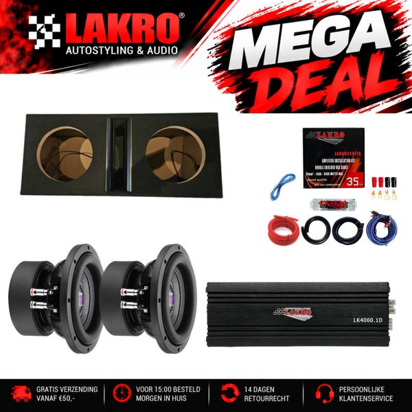 8 inch Pack 16 - LAKRO - subwooferpakket - 1500 watt RMS
