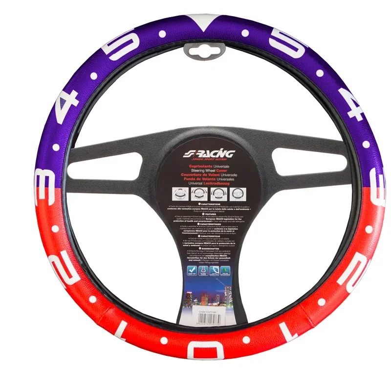 Simoni Racing Stuurwielhoes Clock - Rood/Wit/Blauw Eco-Leder - 37-39cm