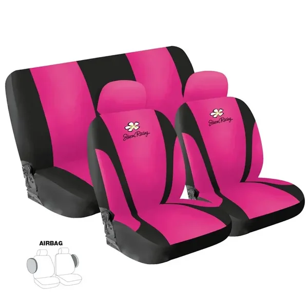 Simoni Racing Stoelhoezenset Daisy - Roze - 8-delig