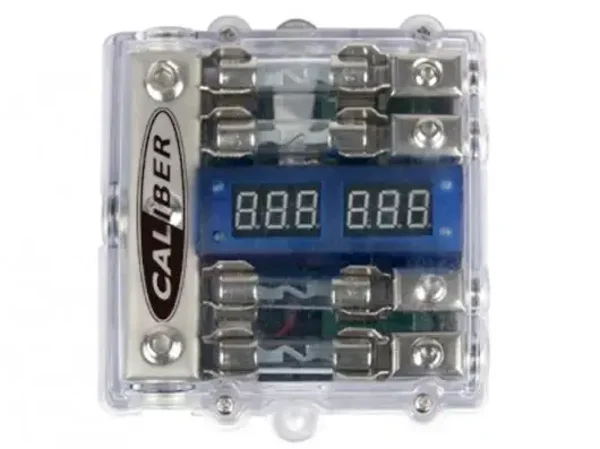 PFB 34VA - Zekeringverdeelblok - Caliber - 4x AGU - Volt- en ampèremeter