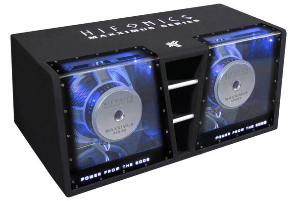 MXZ12DUAL - Subwoofer in kist - Hifonics - 2 × 12 inch - 2000 watt RMS - 4+4 Ohm