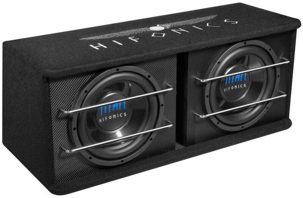 TD250R - Subwoofer in kist - Hifonics - 2 × 10 inch - 600 watt RMS - 4+4 Ohm