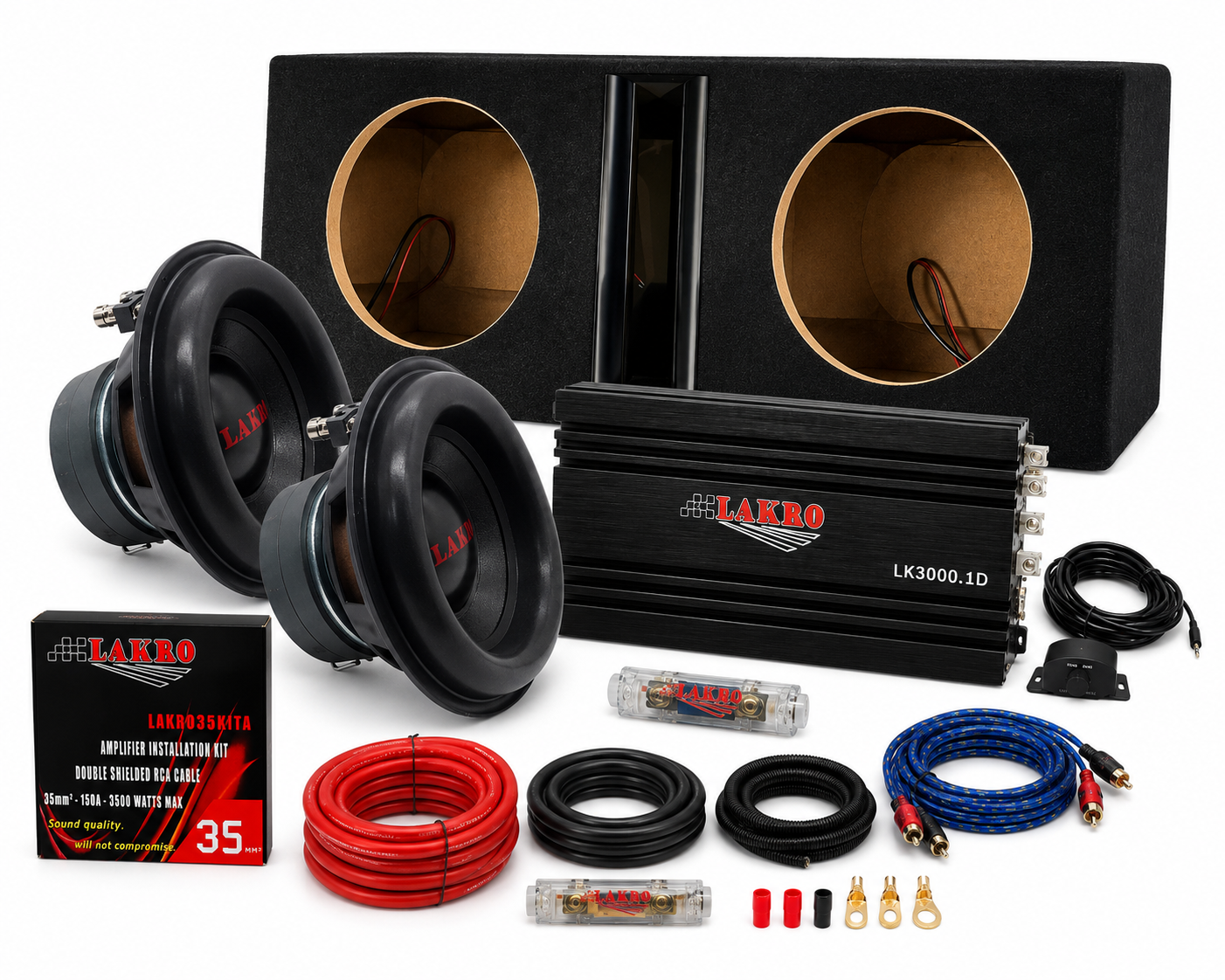 Mini mega powerpack 5 - LAKRO - Dubbele 8 inch - 500 watt RMS - 2Ohm