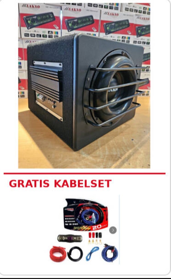 A1277 - Actieve subwoofer - Lakro - 12 inch - 350 watt RMS - Ingebouwde versterker - ALLEEN VANDAAG MET GRATIS KABELSET!