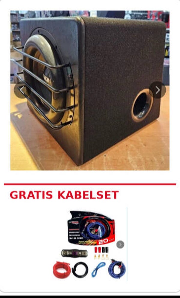 A1077 - Actieve subwoofer - Lakro - 10 inch - 350 watt RMS - Ingebouwde versterker - ALLEEN VANDAAG MET GRATIS KABELSET!