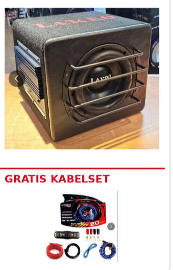 A807 - Actieve subwoofer - Lakro - 8 inch - 350 watt RMS - Ingebouwde versterker - ALLEEN VANDAAG MET GRATIS KABELSET!