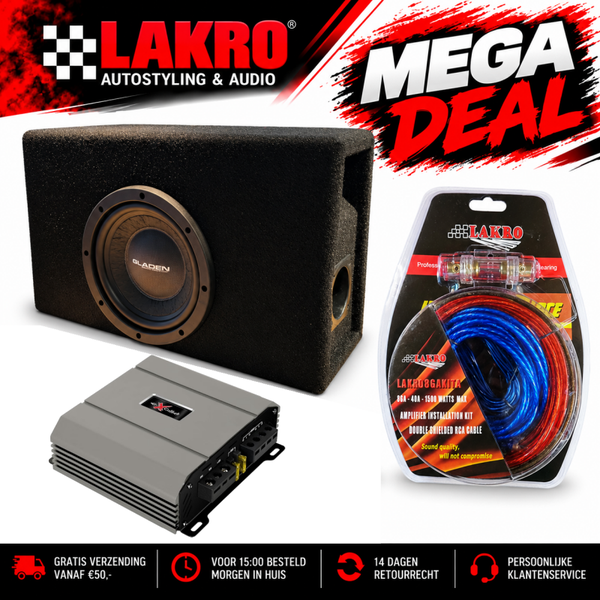 8 inch Gladen RS-08 + TIMO + Excalibur X275.2 - subwooferpakket - 175 watt RMS