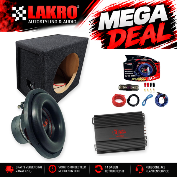 10 inch Pack 1 - LAKRO - Subwooferpakket - 300 watt RMS