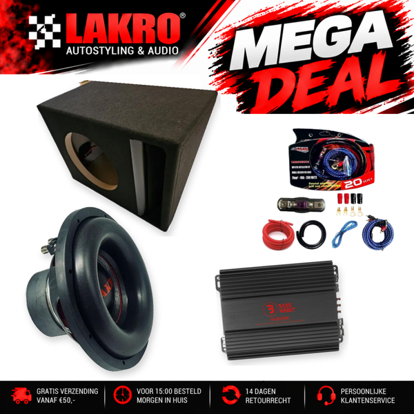 10 inch Pack 2 - LAKRO - Subwooferpakket - 300 watt RMS