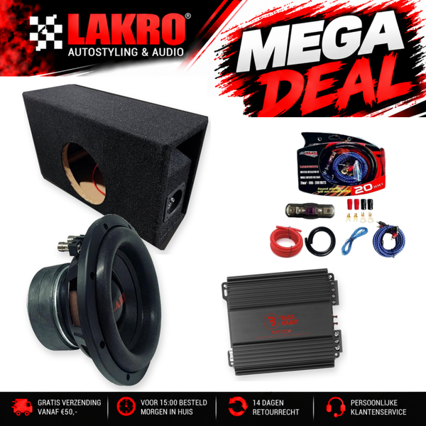 8 inch Pack 2 - LAKRO - Subwooferpakket - 250 watt RMS