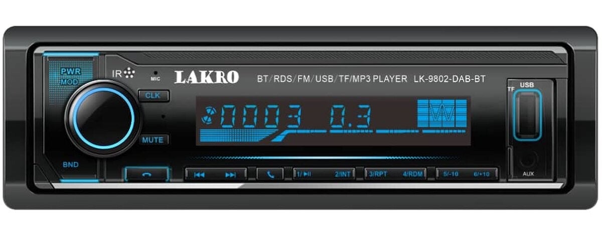 LK-9802-DAB-BT - Lakro - Auto radio - Inbouw 1-DIN - Bluetooth/USB/FM/DAB+ - 4X 80 WATT - Incl DAB+ Antenne