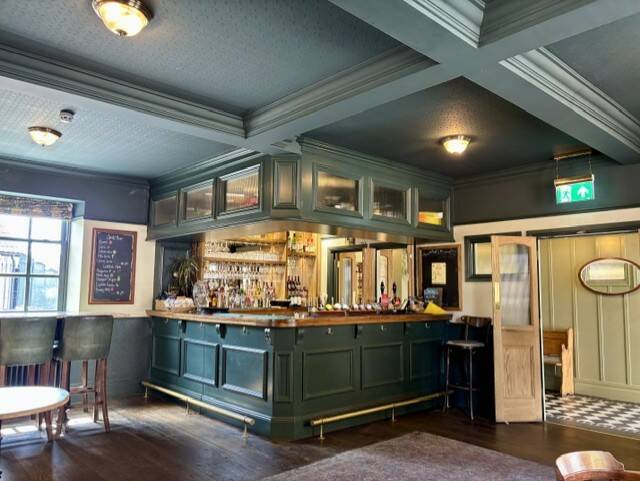 Corner bar at The Pelican in Chew Magna