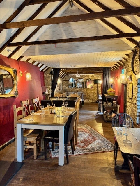 Dining room at The Rattlebone with vaulted ceiling