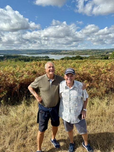 Chew Lake view from Knowle Hill with Des and Steve
