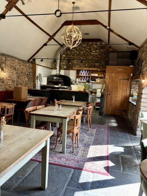Pizza oven at dining room at The Pelican in Chew Magna