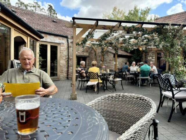 Outside seating at The Pelican in Chew Magna