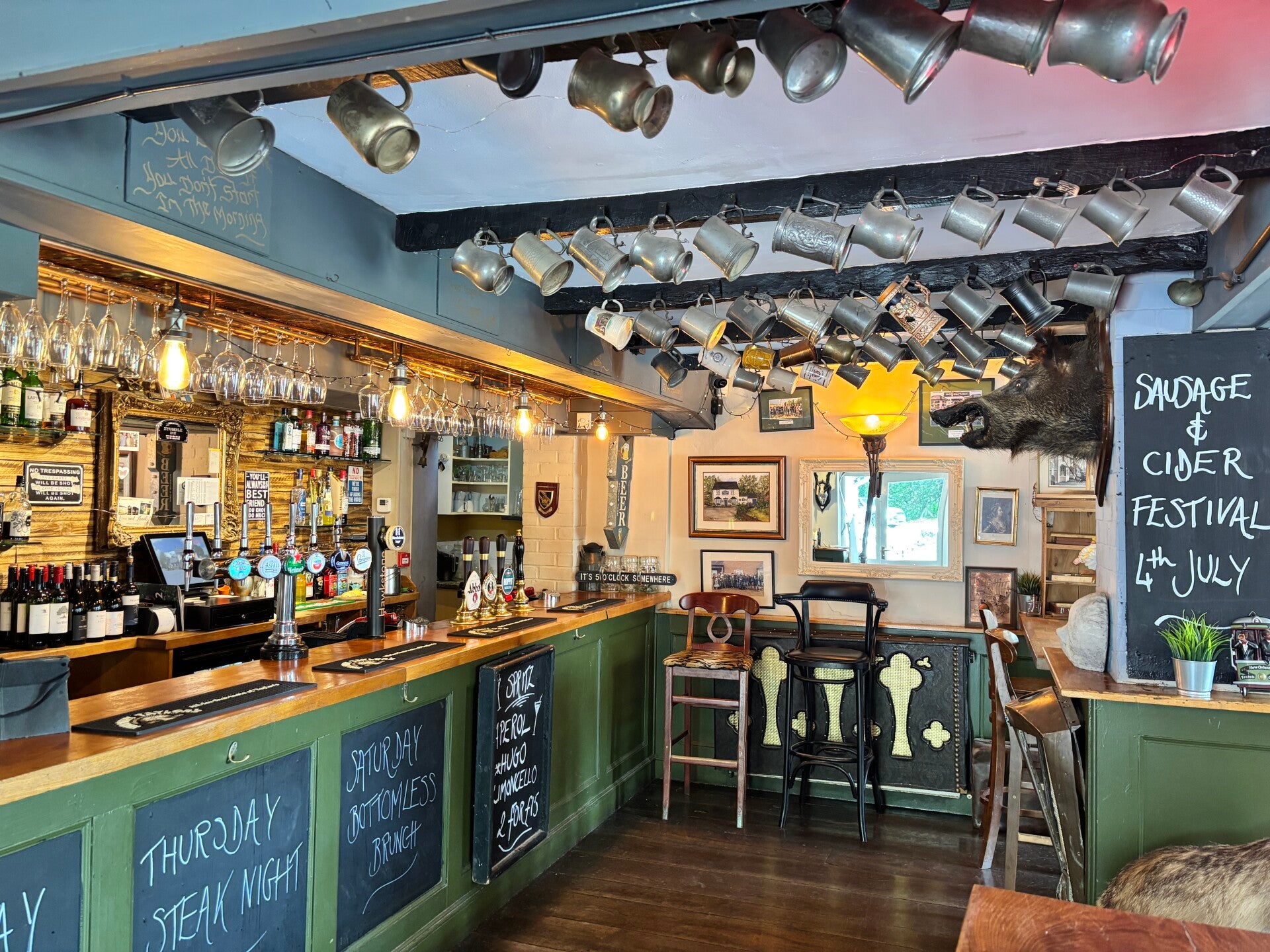 Tankards on the ceiling, The Shepherd's Hut