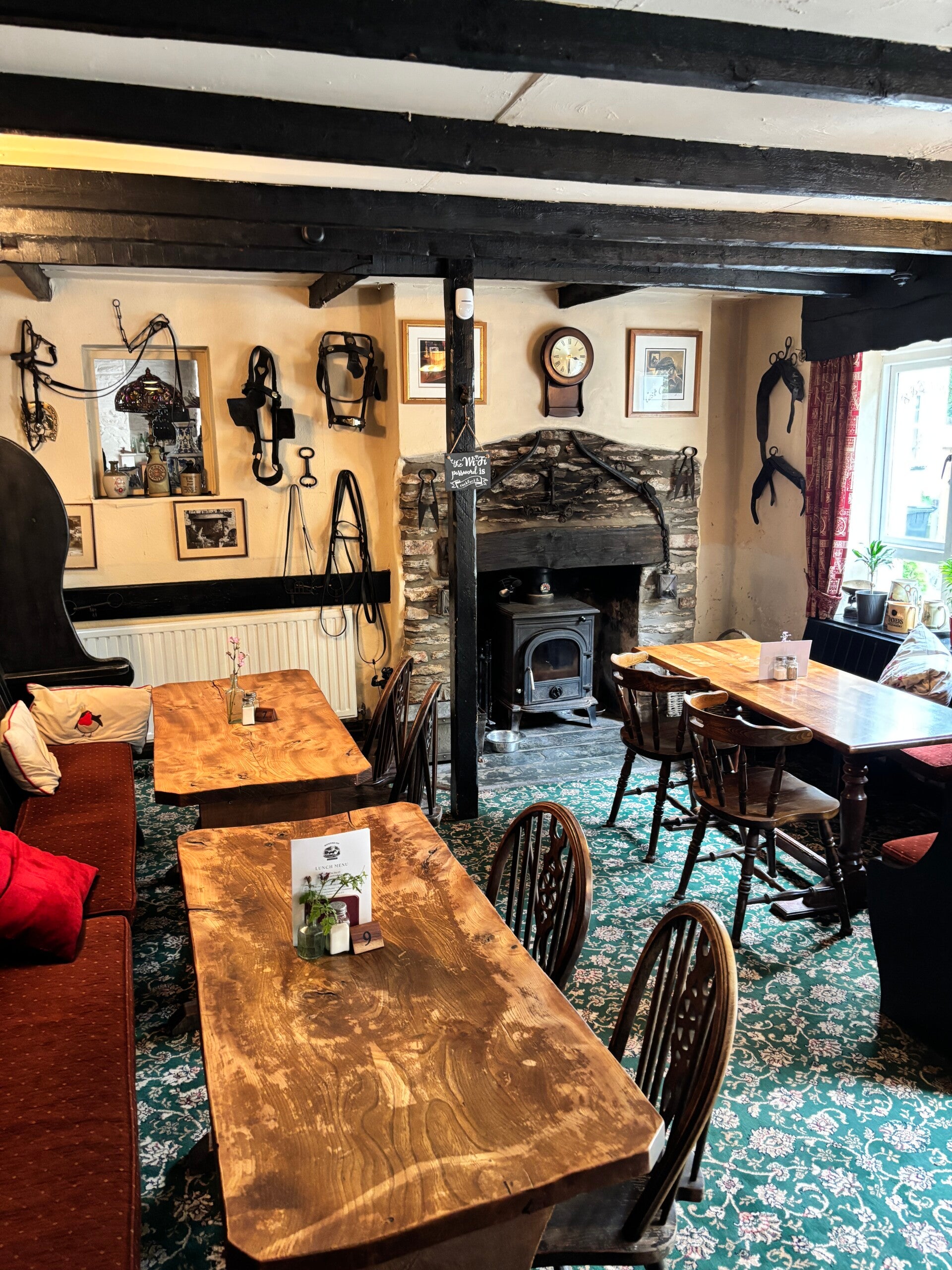 Cosy fire at The Rockford Inn