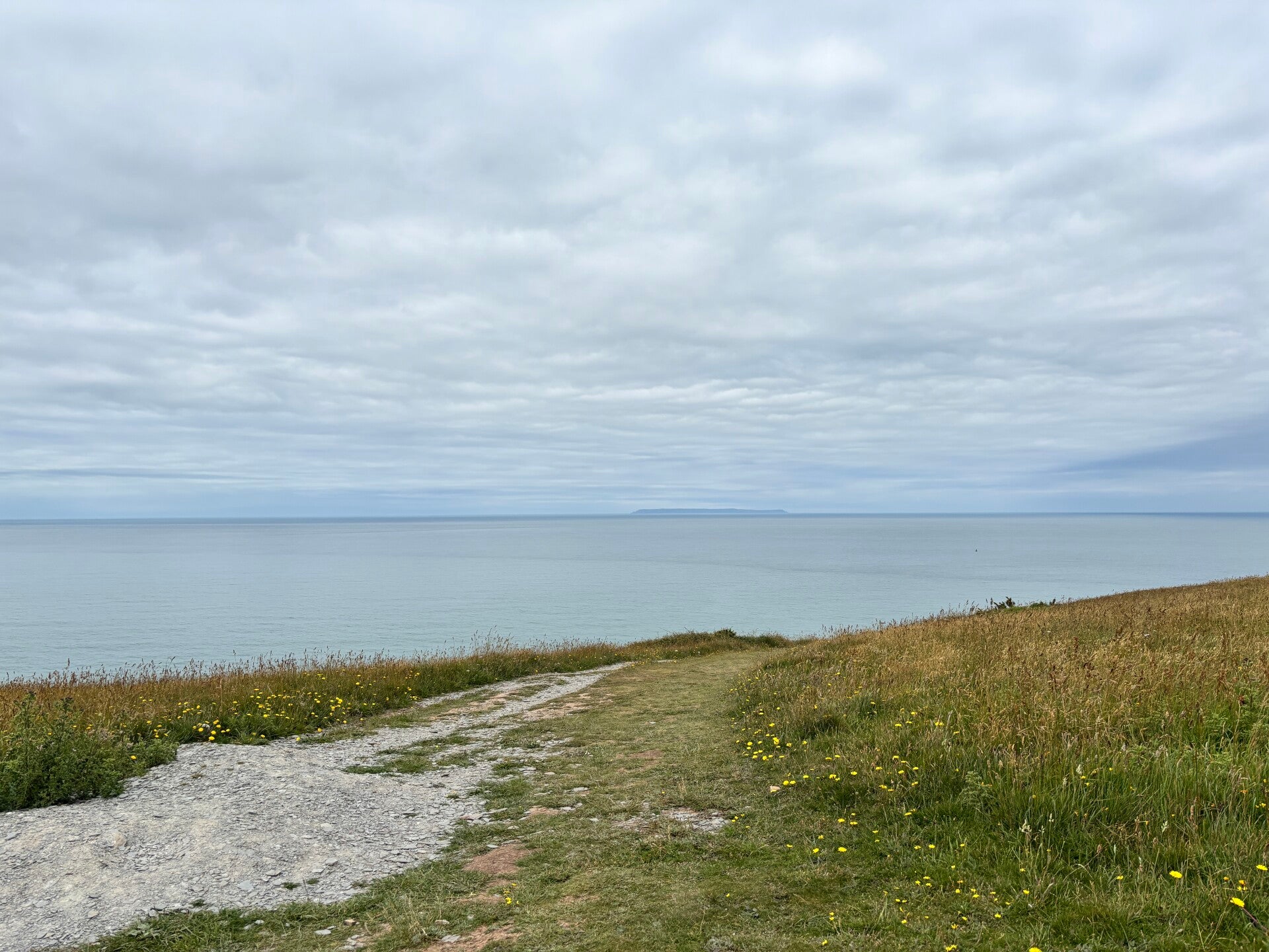Views of Lundy from the path to Baggy Point near Croyde