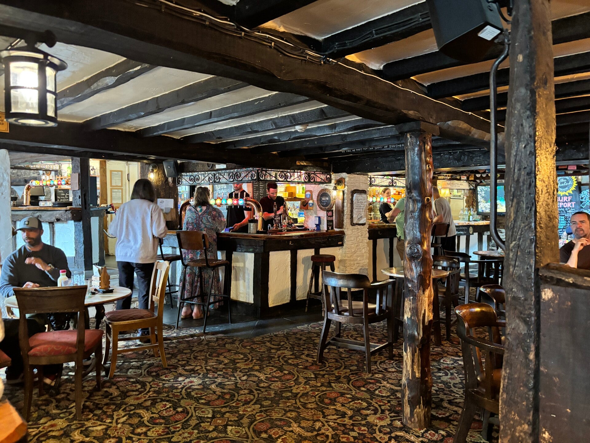 Ordering drinks at The Thatch in Croyde