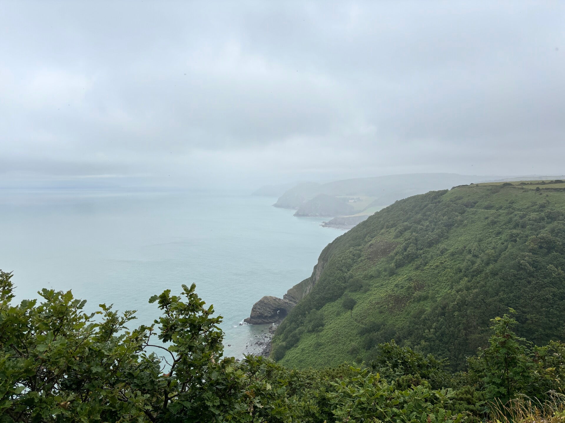 View towards Foreland Point on the South West Coast Path above Woody Bay near Heddon Valley
