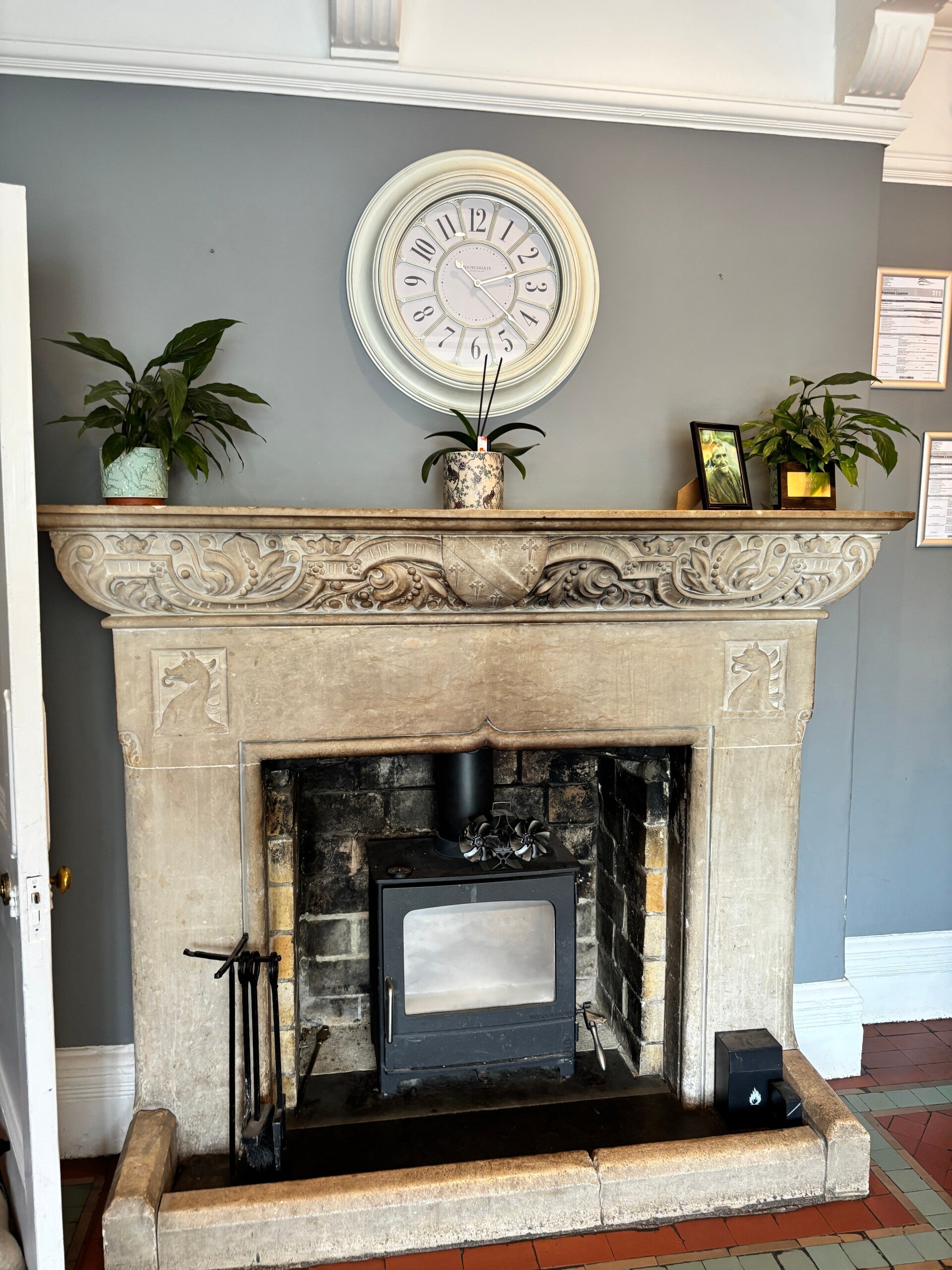 Fireplace in The Bar at The Hunter's Inn, Heddon Valley