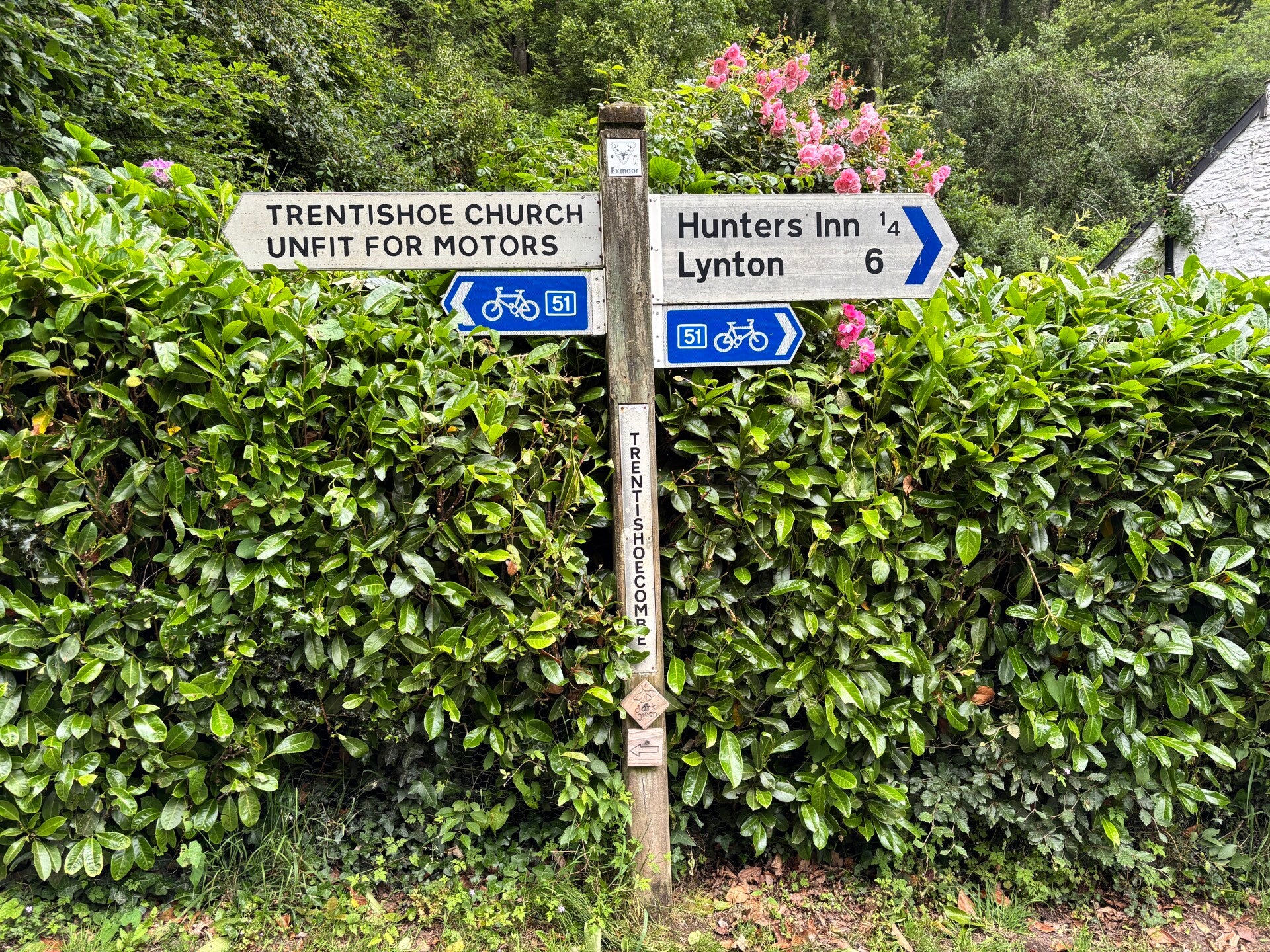Signpost in Trentishoe Combe