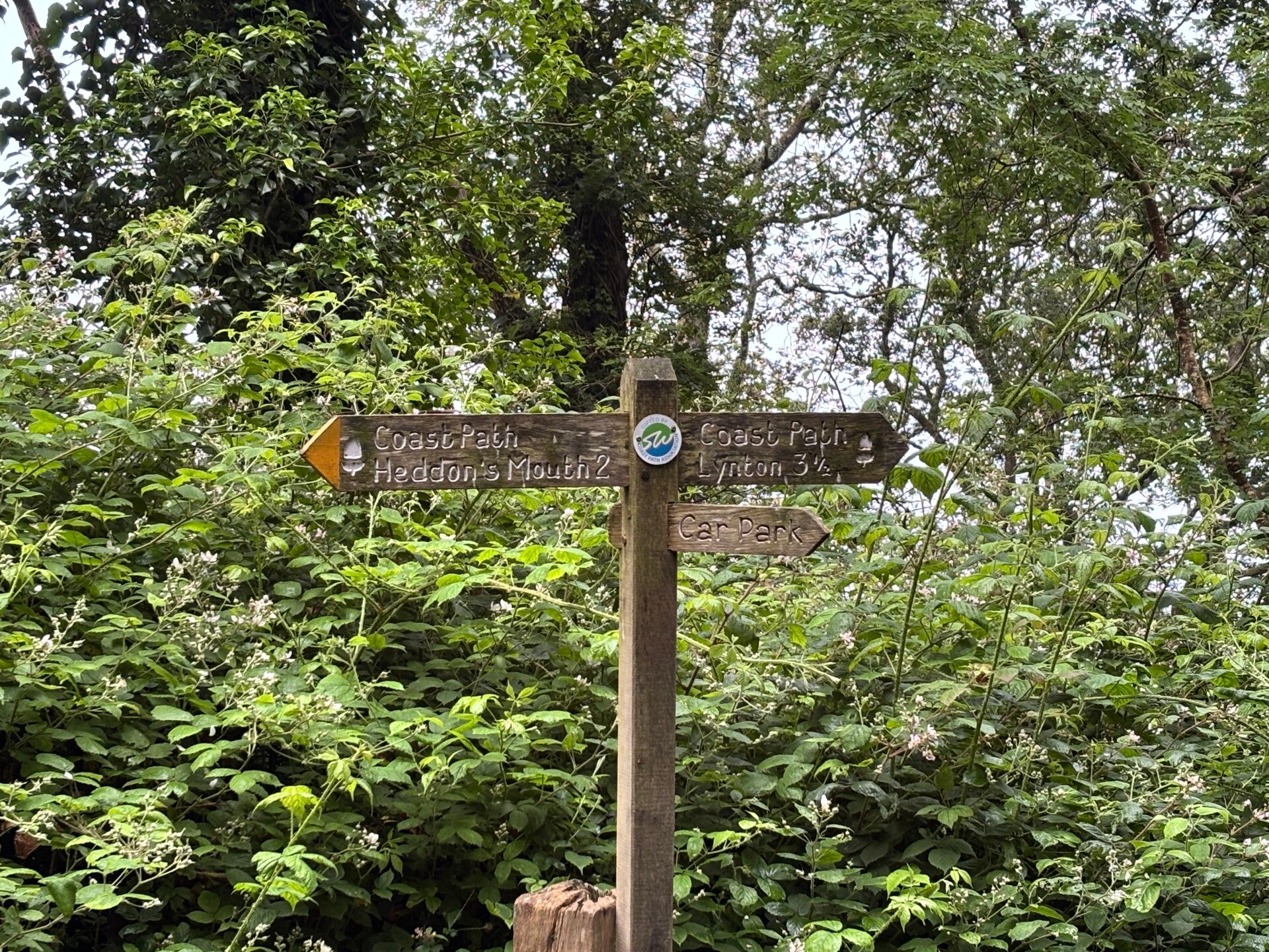 Coast Path signs at Woody Bay