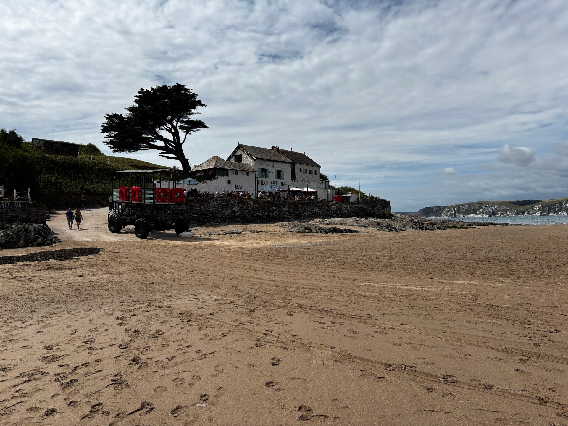 The Pilchard Inn and the Burgh Island sea tractor
