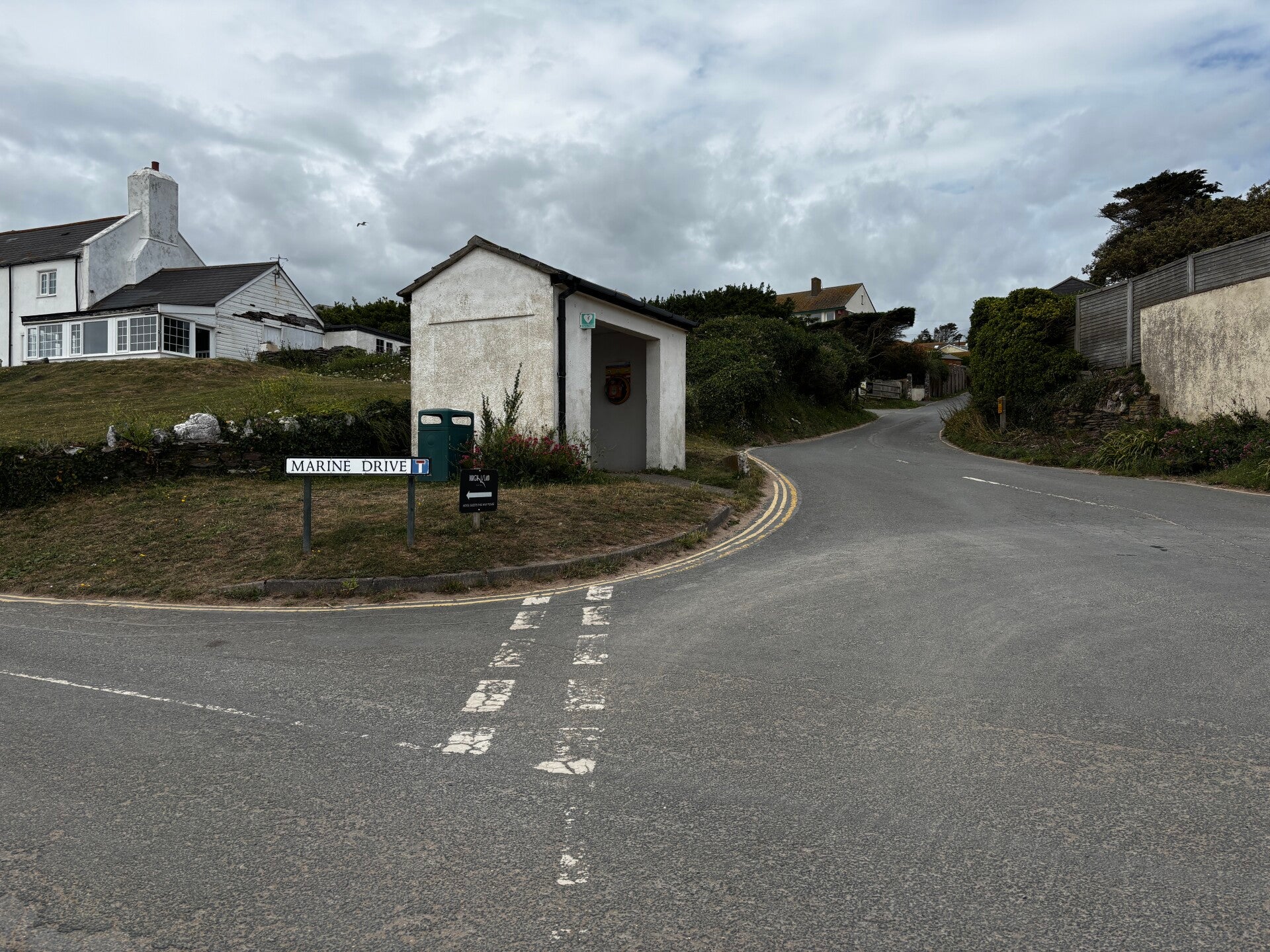 Bus stop on Parker Road in Bigbury-on-Sea
