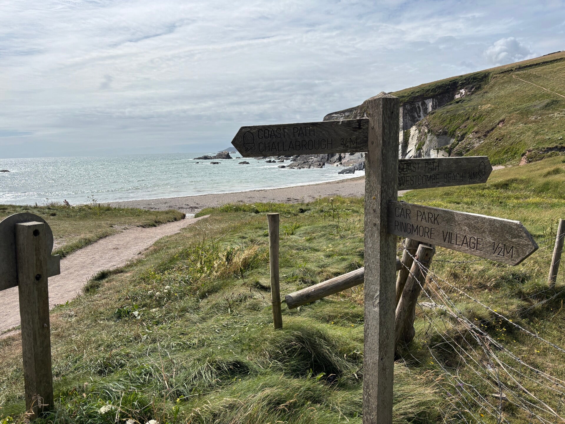 Waymark signposts near Ayrmer Cove