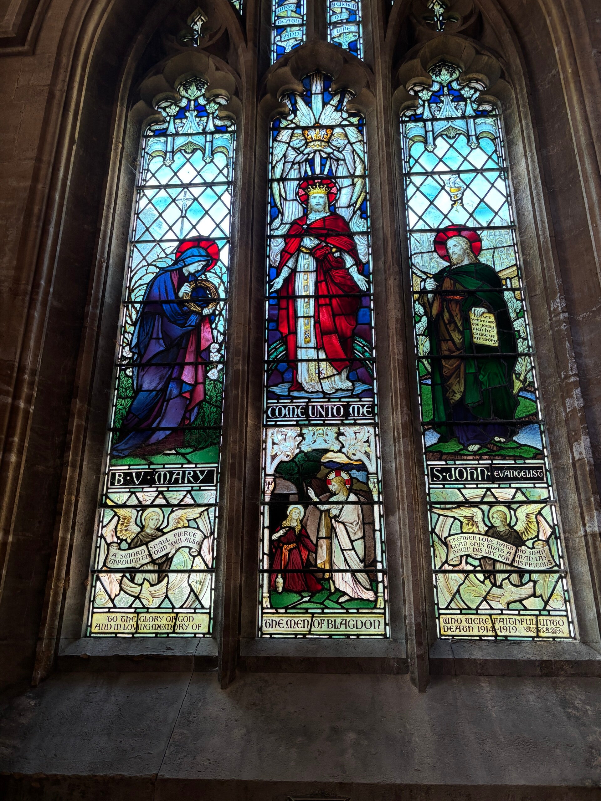 Memorial stained glass window at Blagdon Church