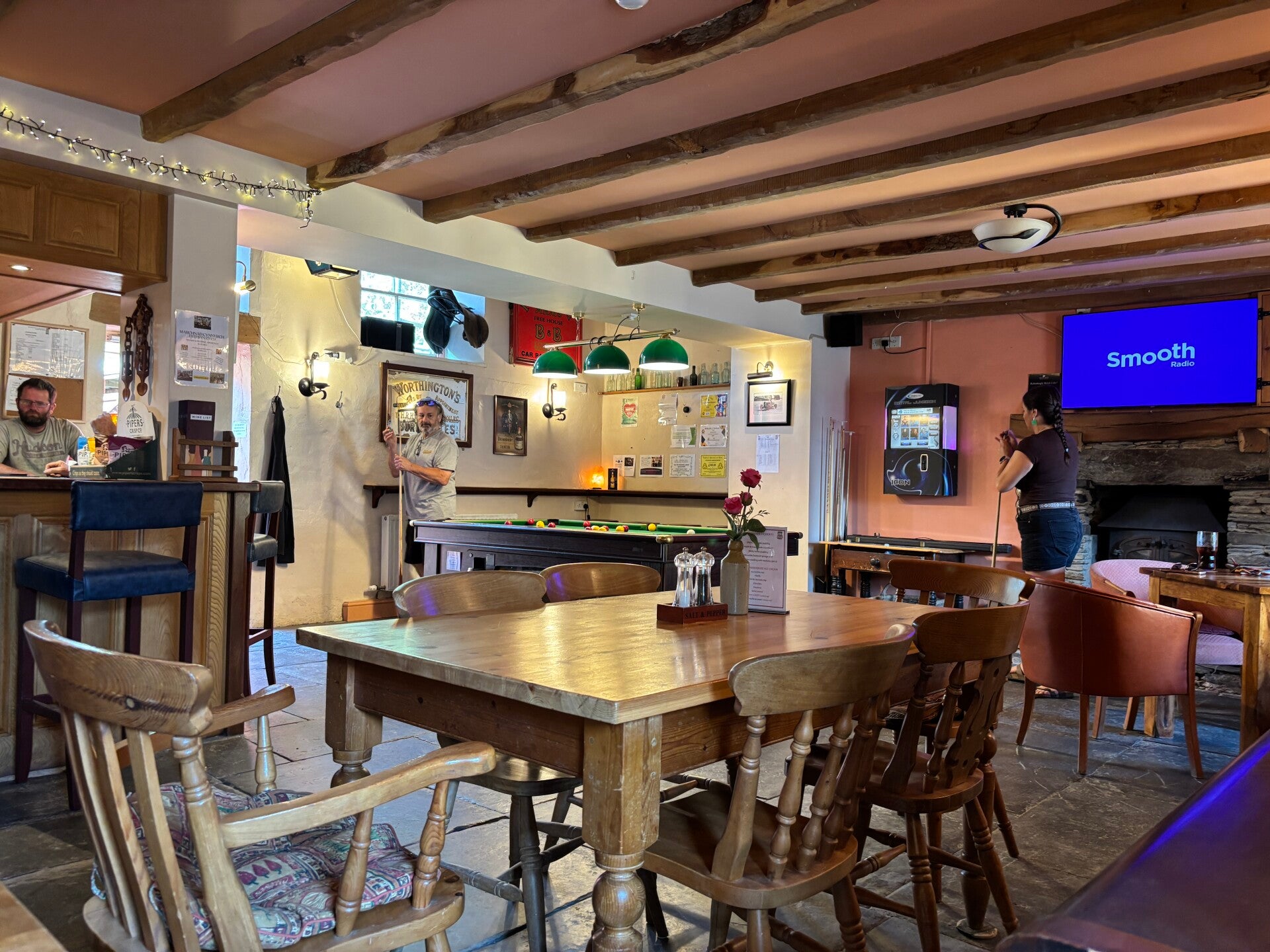 Pool table and TV at Ffynnone Arms