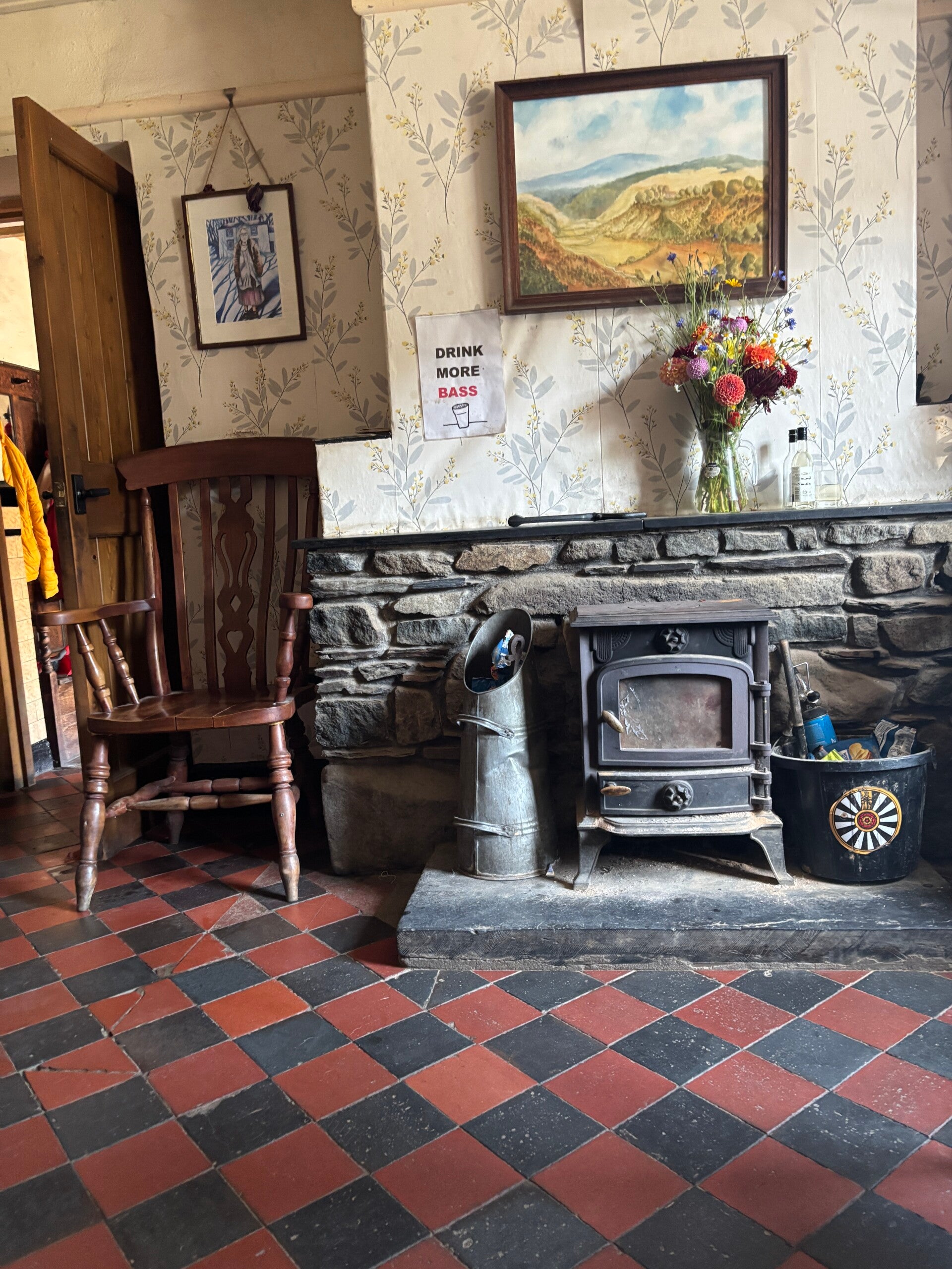 Log fire at The Dyffryn Arms-Pontfaen-Gwaun Valley-Bessies