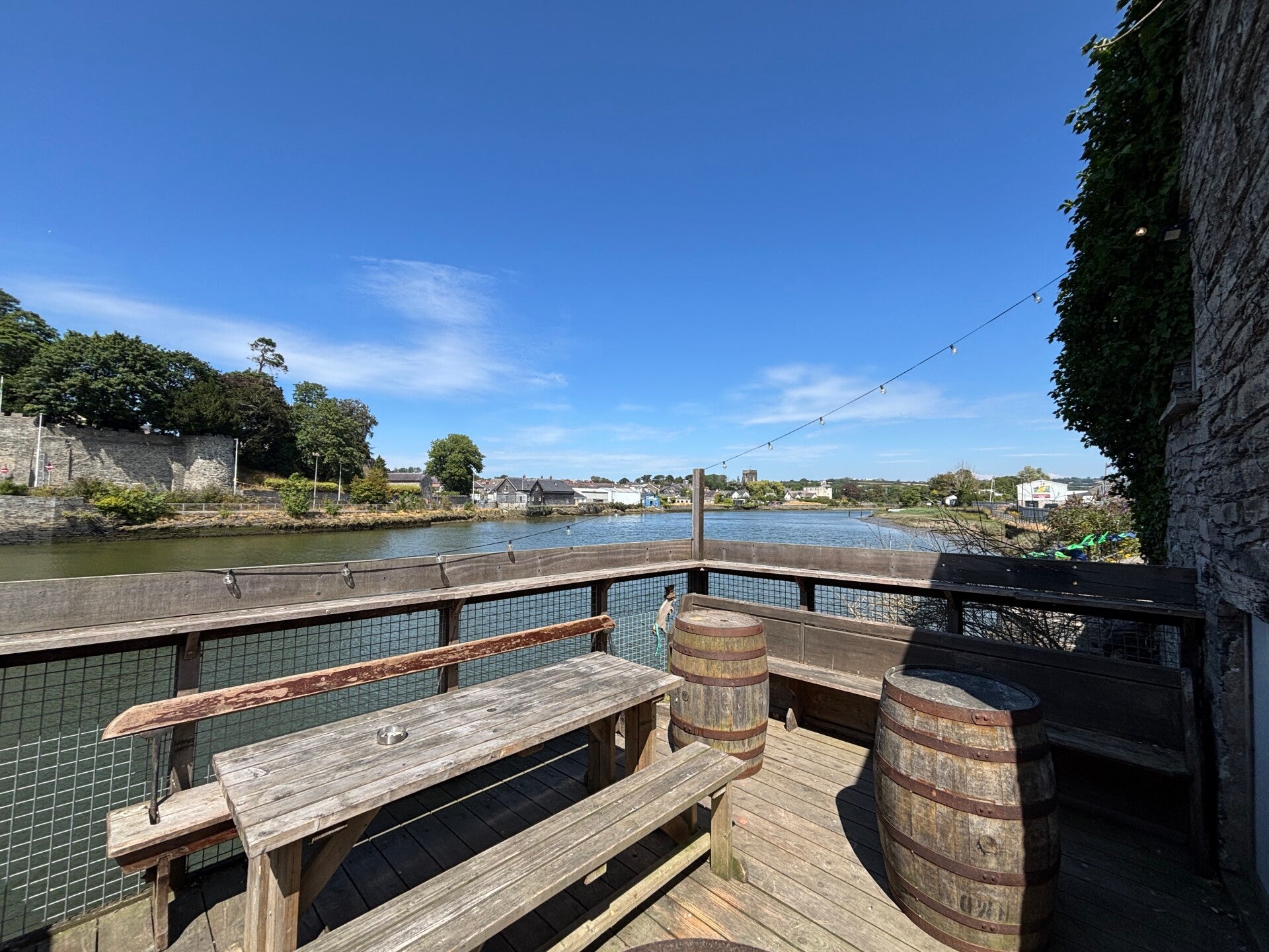 A terrace on the Teifi at The Castle Inn-Cardigan