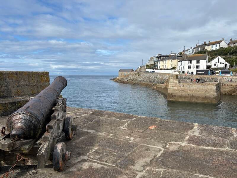 Canon at entrance to Porthleven Harbour