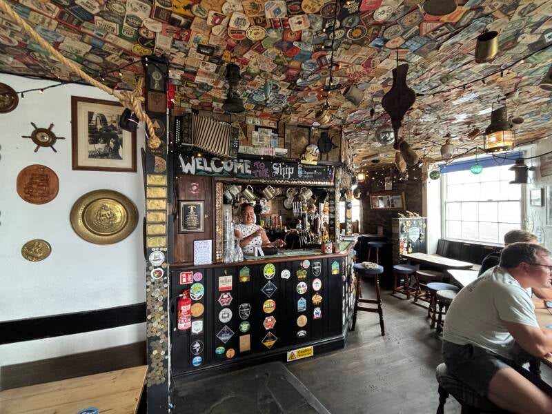 Foreign notes on the ceiling-The Ship Inn-Porthleven