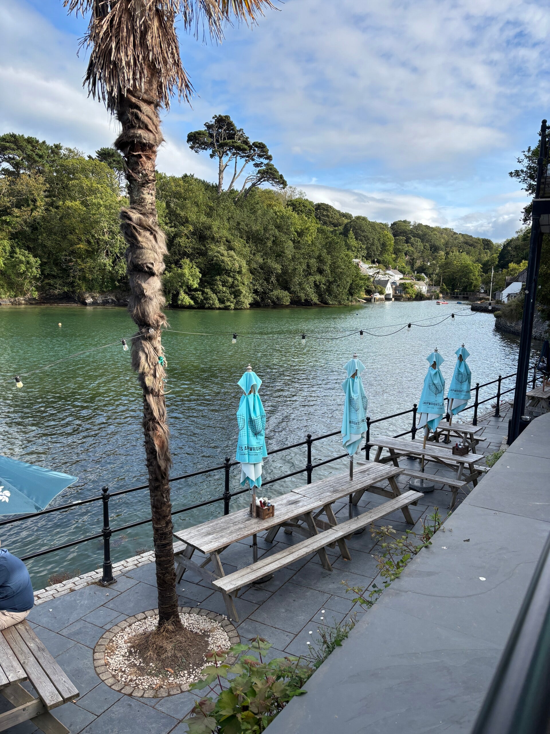 Lower Terrace overlooking River Helford at The Shipwrights Arms