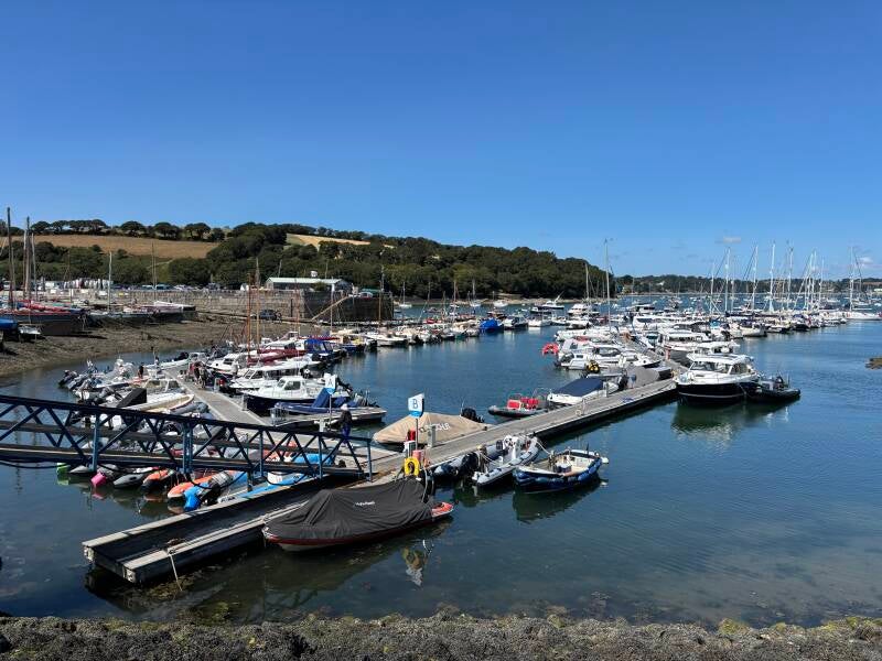 Boats moored at Mylor Harbour