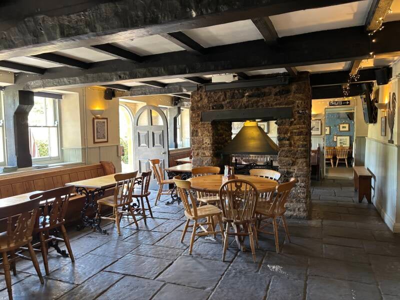 Giant central fire at The Plume of Feathers-Rickford