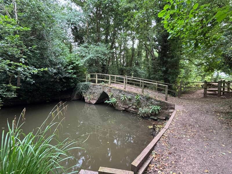 Ancient Crickback Bridge over River Chew at Chew Magna