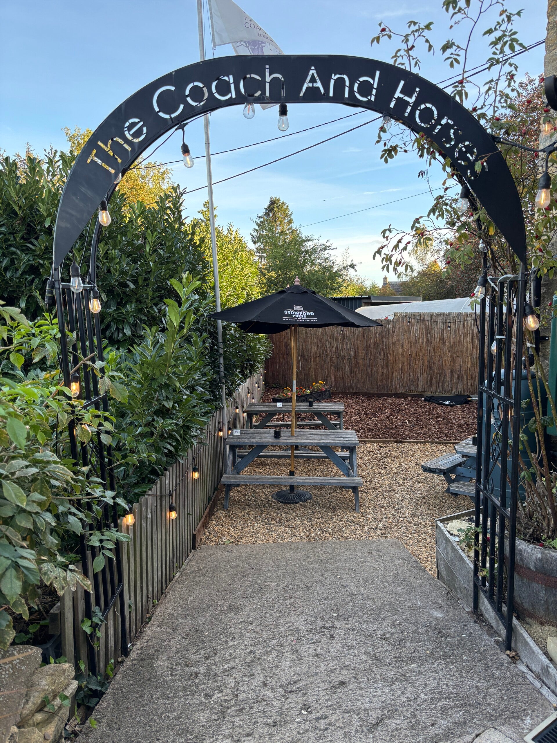 Back garden at the Coach and Horses in Longborough