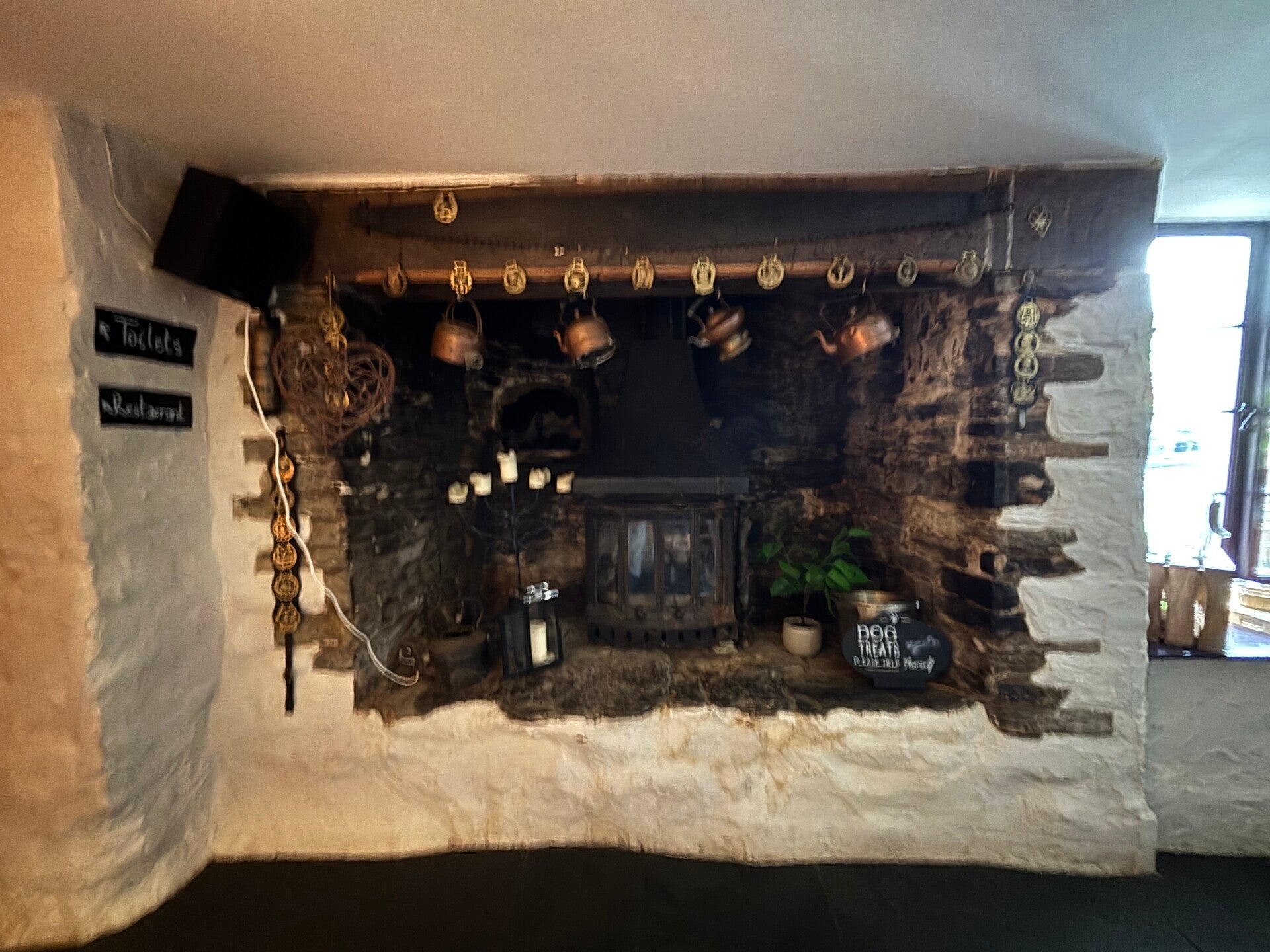 Giant old fireplace at Blue Ball Inn at Countisbury