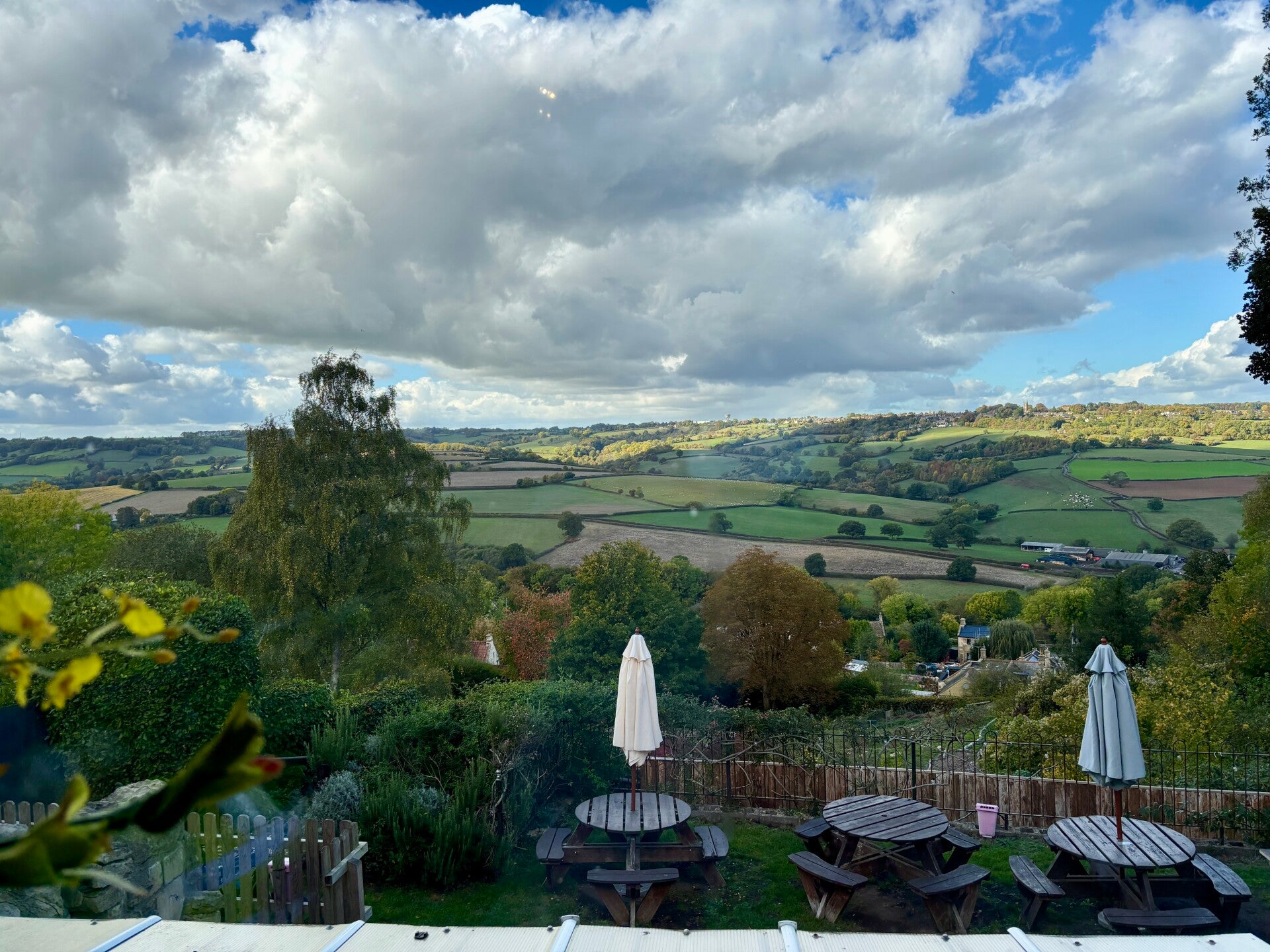 View of By Brook valley from The Quarrymans Arms at Box Hill
